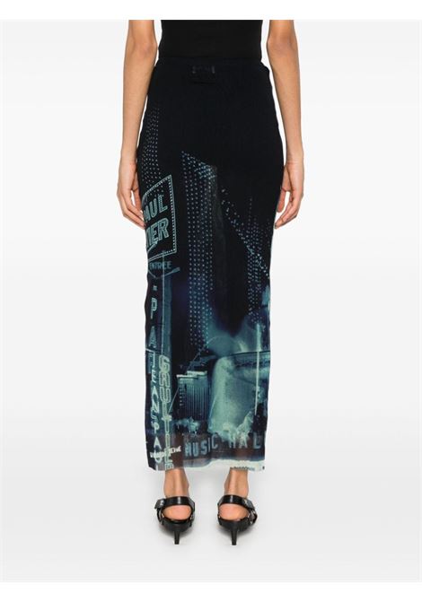 pigalle long skirt woman navy in polyamide - JEAN PAUL